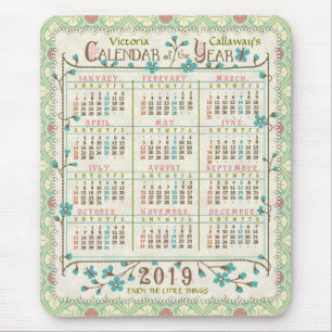 Alfombrilla De Ratón 2019 Year Calendar Victorian Art Nouveau   Custom