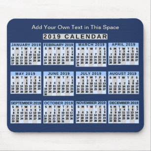 Alfombrilla De Ratón 2019 Year Monthly Calendar Easy to Read Business