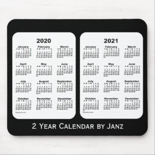 Alfombrilla De Ratón 2020-2021 Calendario de 2 años en blanco y negro,