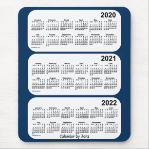 Alfombrilla De Ratón 2020-2022 Casilla de policía: Calendario azul de 