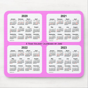 Alfombrilla De Ratón 2020-2023 Calendario de vacaciones violeta de 4 añ