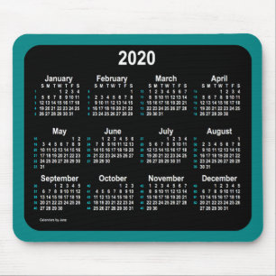 Alfombrilla De Ratón 2020 Neon 52 semanas Calendario de Janz Verde azul