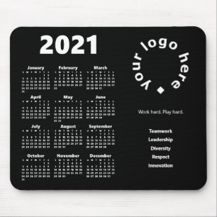 Alfombrilla De Ratón 2021 Calendar Company Values Slogan Logo Black