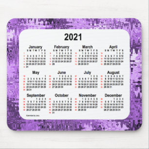 Alfombrilla De Ratón 2021 Crazy Quilt Purple 52 Weeks Calendario de Jan