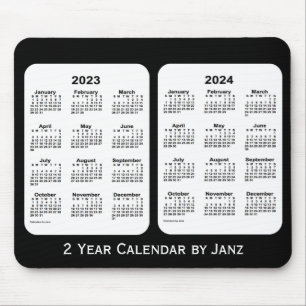 Alfombrilla De Ratón 2023-2024 Calendario de 2 años en blanco y negro d