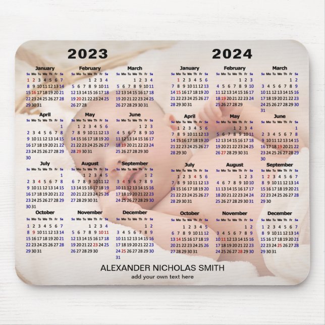 Alfombrilla De Ratón 2023 - 2024 Personalizado del calendario Foto comp (Frente)