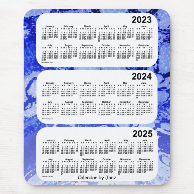 Alfombrilla De Ratón 2023-2025 Blue Galaxy Calendario de 3 años, de ene (Frente)