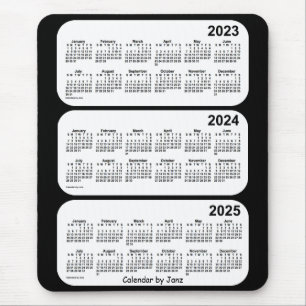 Alfombrilla De Ratón 2023-2025 calendario blanco y negro de 3 años por