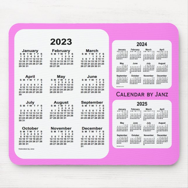 Alfombrilla De Ratón 2023-2025 Calendario Violet de 3 años, de Janz (Frente)