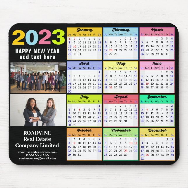 Alfombrilla De Ratón 2023 Calendario moderno 2 Personalizados de fotogr (Frente)