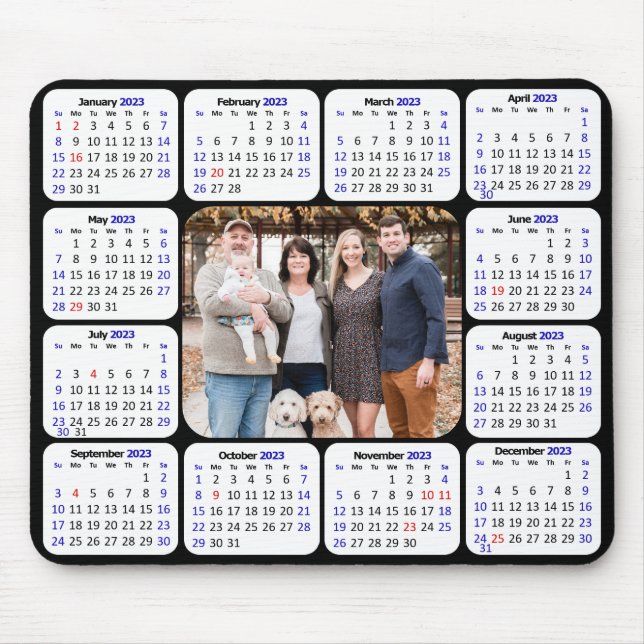 Alfombrilla De Ratón 2023 Calendario Personalizado Foto moderna simple (Frente)