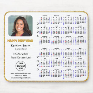 Alfombrilla De Ratón 2024 - 2025 Calendar Gold Script Corporate Photo
