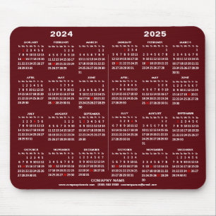 Alfombrilla De Ratón 2024 - 2025 Calendario de 2 años Modern Red Busine