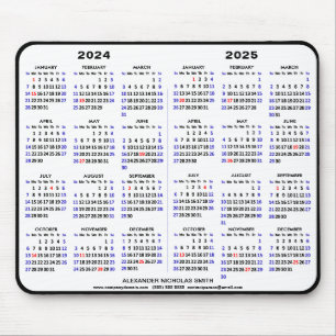 Alfombrilla De Ratón 2024-2025 Calendario de 2 años Nombre personalizad