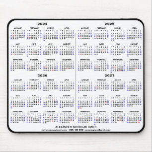 Alfombrilla De Ratón 2024-2025 Calendario de 4 años Nombre personalizad