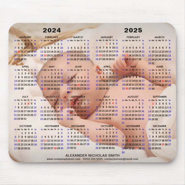 Alfombrilla De Ratón 2024 - 2025 Personalizado del calendario Feriados  (Frente)