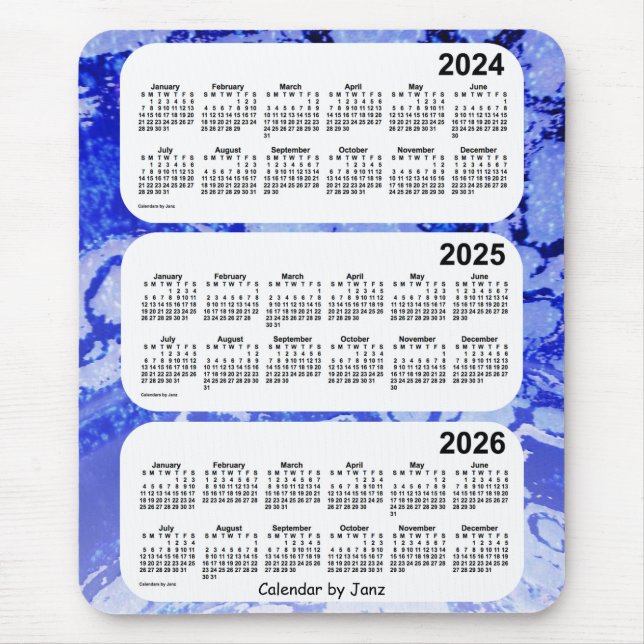 Alfombrilla De Ratón 2024-2026 Blue Galaxy Calendario de 3 años, de ene (Frente)