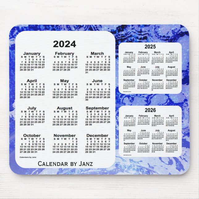 Alfombrilla De Ratón 2024-2026 Blue Galaxy Calendario de 3 años, de ene (Frente)