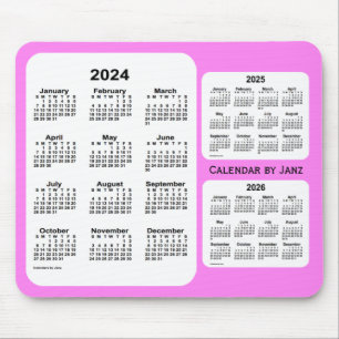 Alfombrilla De Ratón 2024-2026 violeta calendario de 3 años por Janz