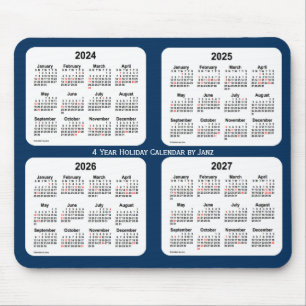 Alfombrilla De Ratón 2024-2027 calendario azul del día de fiesta de la