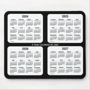 Alfombrilla De Ratón 2024-2027 calendario blanco y negro de 4 años por