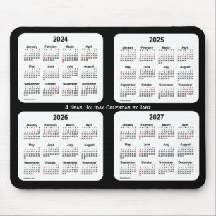 Alfombrilla De Ratón 2024-2027 calendario blanco y negro del día de
