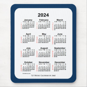 Alfombrilla De Ratón 2024 Caja de la policía Azul Calendario de 52 sem