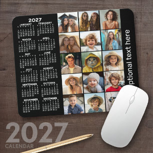 Alfombrilla De Ratón 2024 Calendar - 15 photo collage black
