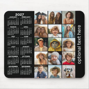 Alfombrilla De Ratón 2024 Calendar - 15 photo collage black