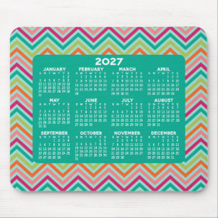 Alfombrilla De Ratón 2024 Calendar - huge colorful chevron pattern