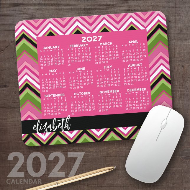 Alfombrilla De Ratón 2024 Calendar - huge colorful chevron pattern (2027 Calendar Mousepad)