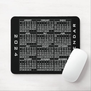 Alfombrilla De Ratón 2024 Calendar Mousepad Black