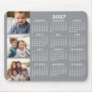 Alfombrilla De Ratón 2024 Calendar with 3 Photo Collage - taupe