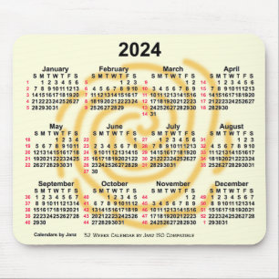 Alfombrilla De Ratón 2024 Días soleados Calendario ISO de 52 semanas po