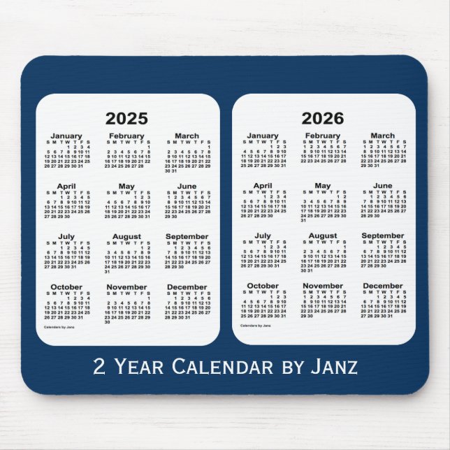 Alfombrilla De Ratón 2025-2026 Caja de la policía Calendario azul de 2  (Frente)