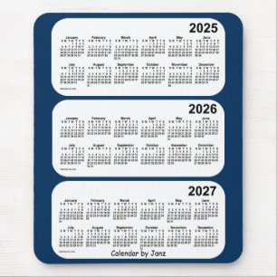 Alfombrilla De Ratón 2025-2027 Caja de la policía Calendario azul de 3