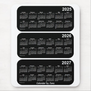 Alfombrilla De Ratón 2025-2027 Calendario de 3 años de la neón blanca, 