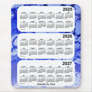 Alfombrilla De Ratón 2025-2027 galaxia azul calendario de 3 años por