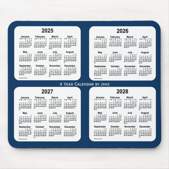 Alfombrilla De Ratón 2025-2028 Caja de la policía Azul Calendario de 4  (Frente)