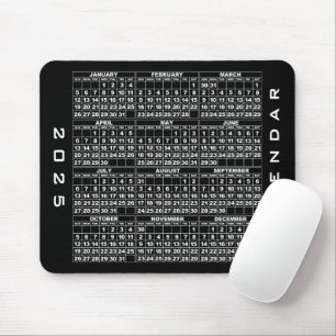 Alfombrilla De Ratón 2025 Calendar Mousepad Black