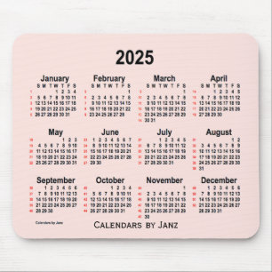 Alfombrilla De Ratón 2025 Misty Rosa 52 Weeks Calendario de Janz