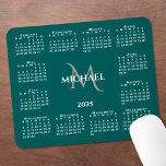Alfombrilla De Ratón 2025 Nombre del monograma de Moda del calendario e<br><div class="desc">La almohadilla del ratón del calendario de moda 2025 presenta un nombre y un monograma personalizados elegantes sobre el año en el medio, rodeados por un calendario blanco sobre un fondo verde azulado. Añade tu nombre e inicial en la barra lateral. ¡Hace un gran regalo! Copyright ©Claire E. Skinner. Todos...</div>