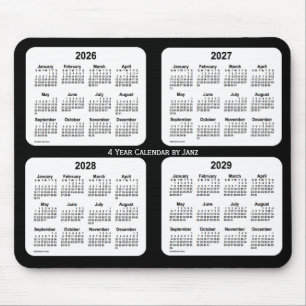 Alfombrilla De Ratón 2026-2029 calendario blanco y negro de 4 años por
