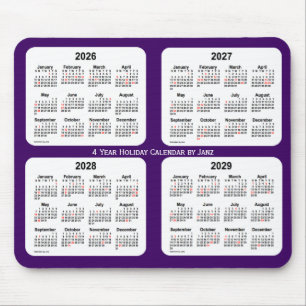 Alfombrilla De Ratón 2026-2029 Purple Holiday Calendar by Janz