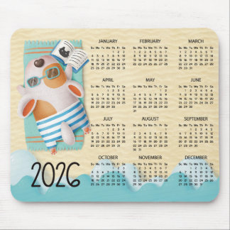 Alfombrilla De Ratón 2026 Beach Dog Desk Calendar Mouse Pad