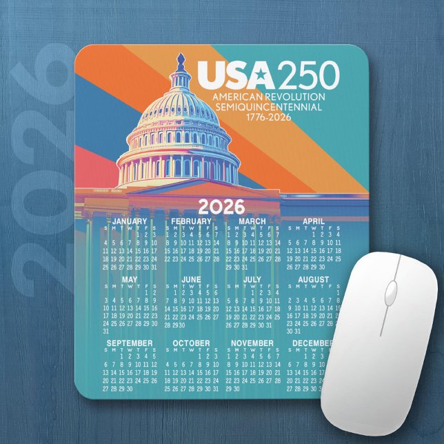 Alfombrilla De Ratón 2026 Calendar with USA 250 Capital Dome America (2026 Calendar on a Mousepad)