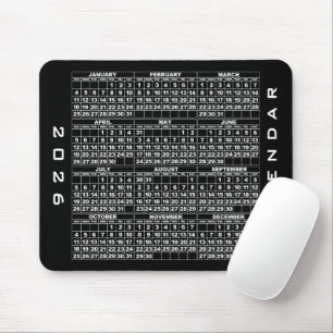 Alfombrilla De Ratón 2026 Calendario Mousepad Negro