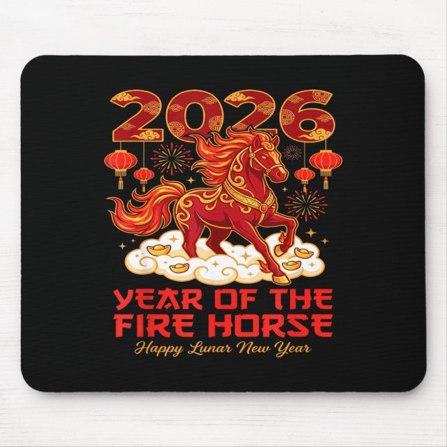 Alfombrilla De Ratón 2026 Lunar Chinese New Year Of The Fire Horse Zodi (Frente)