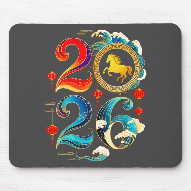 Alfombrilla De Ratón 2026 Year Of The Horse Lunar Chinese New Year 2026 (Frente)