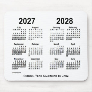 Alfombrilla De Ratón 2027-2028 calendario blanco de la escuela por Janz